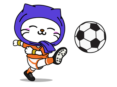 イラスト：サッカーをするニャンパチ